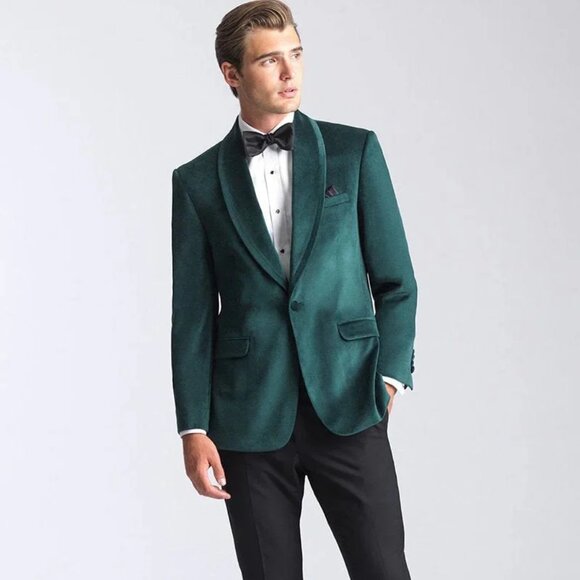 Velvet Blazer - Mens Blazer - Dinner Jacket "Venice" Emerald Green Velvet Dinner